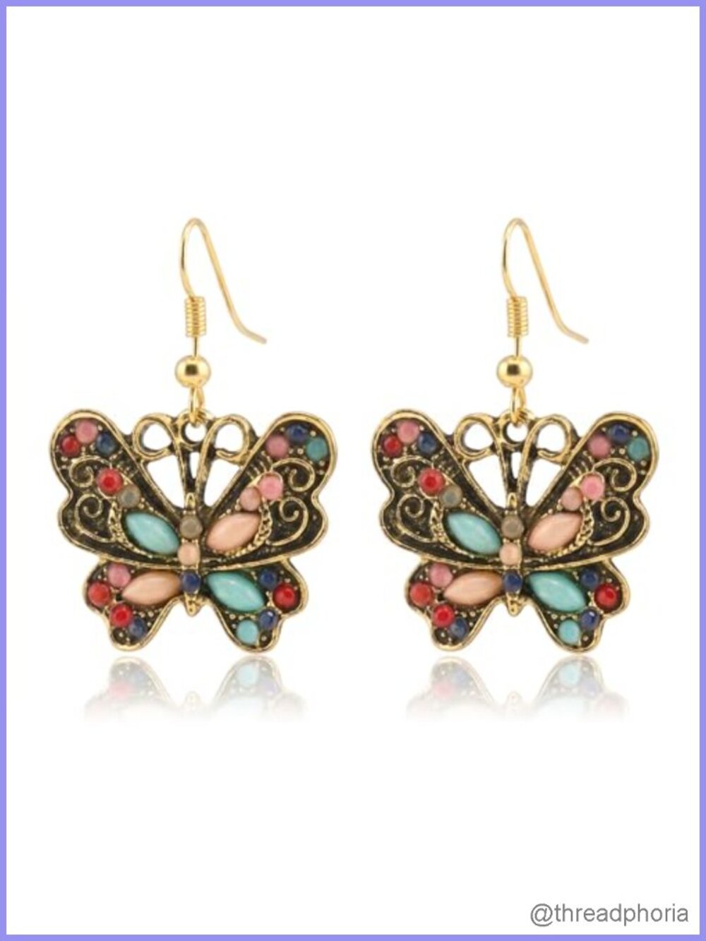 Enamel Butterfly Dangle Earrings Nickel-Free Fishhook Women Gift